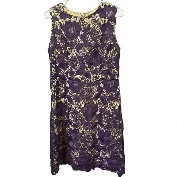 Beige by eci purple dress with nude color lining. Size 8 - Picture 1 of 5